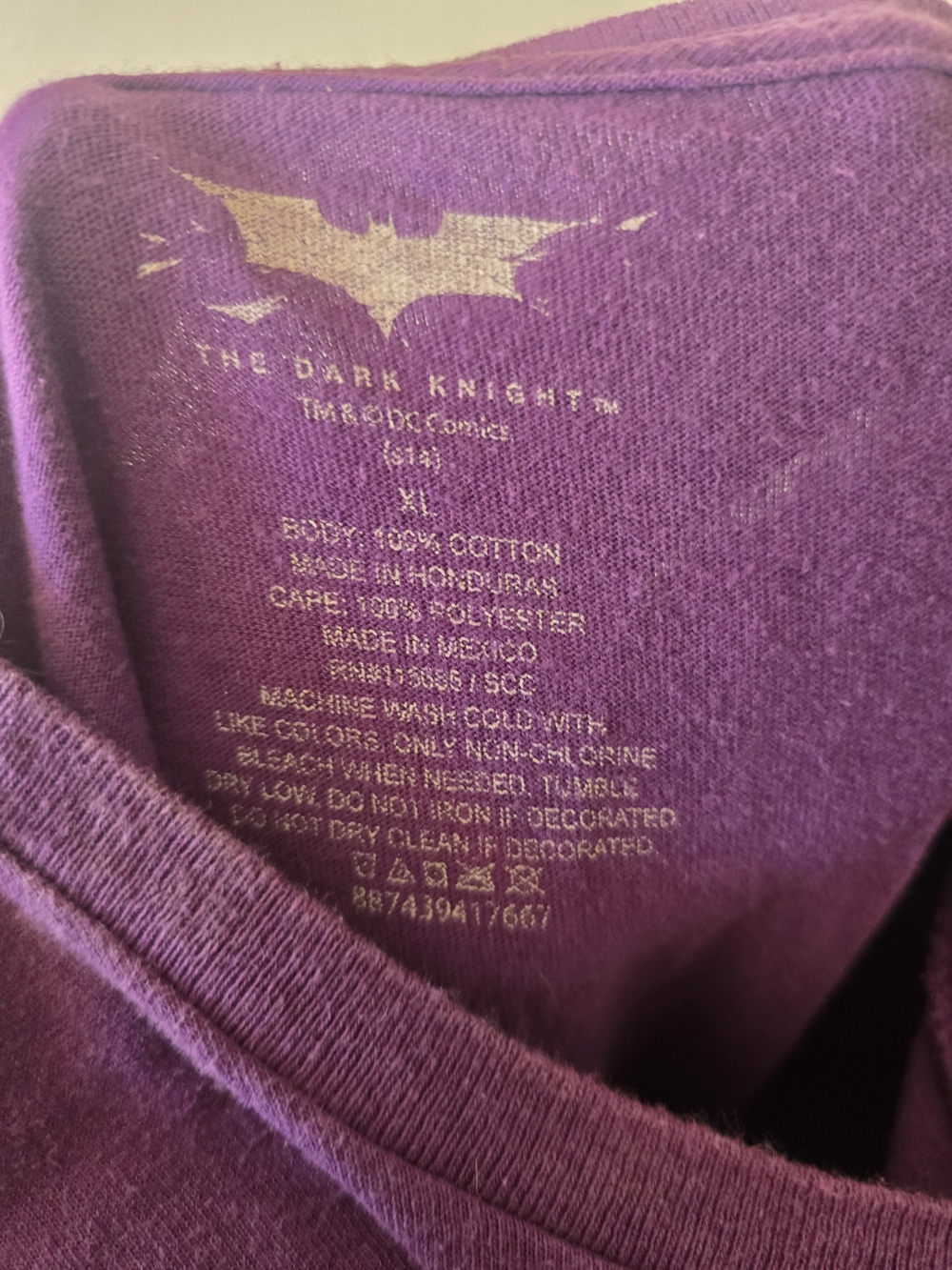 DC Comics Purple Short Sleeve Tee with Green and Yellow Joker Graphic - Picture 3 of 3